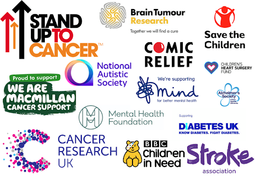 A collage of logos of different charities throughout the country.